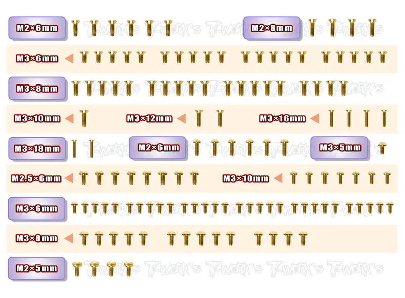 Gss-Bd11	  Gold Plated Steel Screw Set 128Pcs. ( For Yokomo Bd11 ) 1