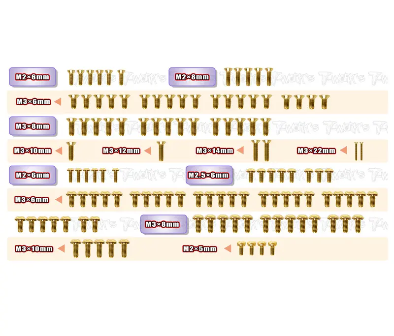 Gss-Bdfwd	 Gold Plated Steel Screw Set 119Pcs. ( For Yokomo Bd Fwd ) 1