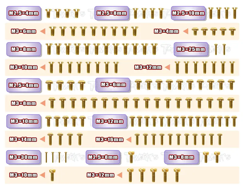 Gss-Catl1evo  Gold Plated Steel Screw Set  135Pcs. ( For Schumacher Cat L1 Evo ) 1