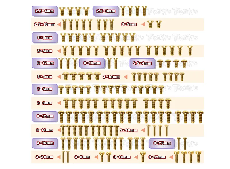Gss-Catl1r	Gold Plated Steel Screw Set 153Pcs. ( For Schumacher Cat L1r ) 1