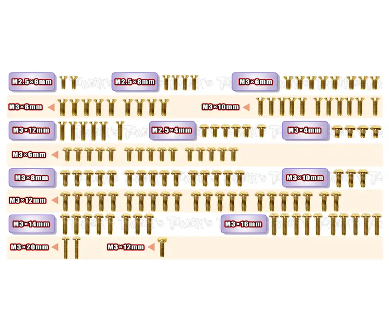 Gss-Catpb-D 	 Gold Plated Steel Screw Set  126Pcs. ( For Schumacher Catpb Dirt Spec ) 1