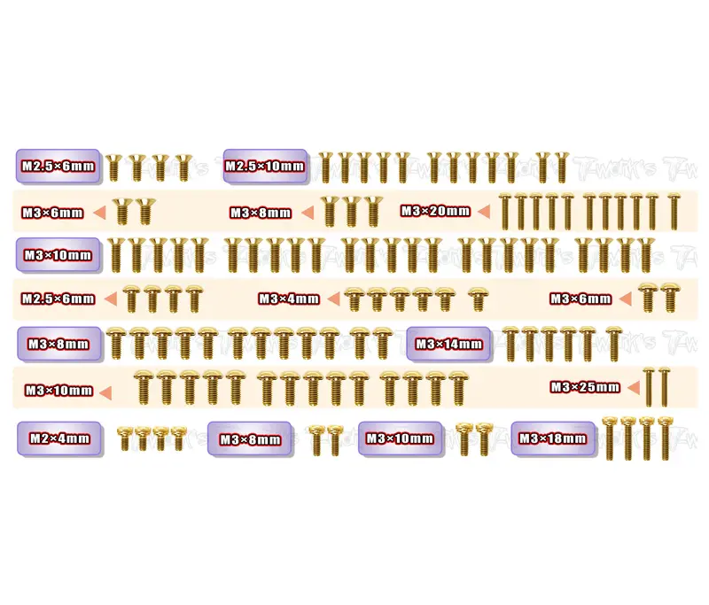 Gss-Eb410.2 Gold Plated Steel Screw Set 114Pcs. ( For Tekno Eb410.2 ) 1
