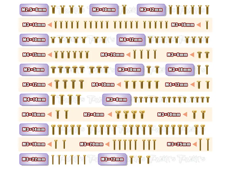 Gss-Eb482.1	Gold Plated Steel Screw Set 153Pcs. ( For Tekno Eb48 2.1 ) 1