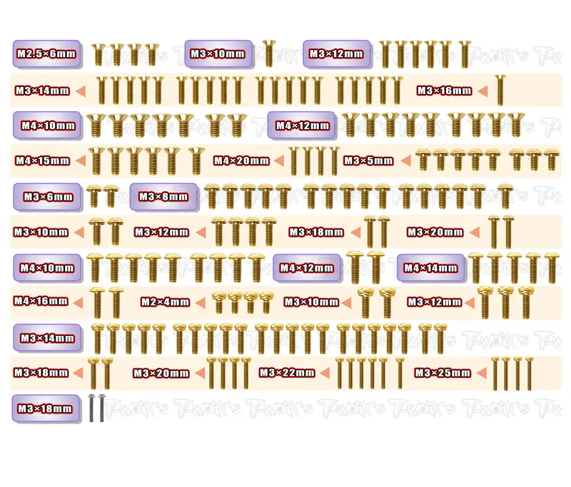 Gss-Eb482.2    Gold Plated Steel Screw Set 161Pcs.( For Tekno Eb48 2.2 ) 1