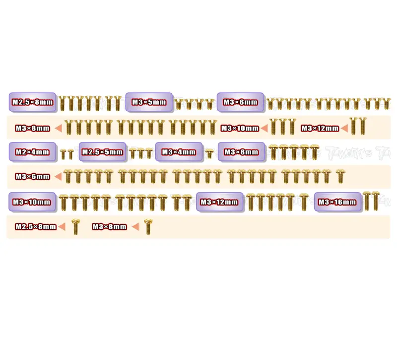 Gss-Ft9   Gold Plated Steel Screw Set 103Pcs. ( For Schumacher Ft9 ) 1