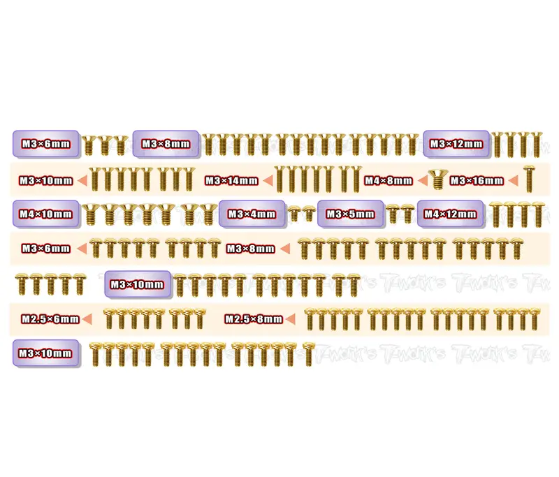 Gss-Gr-Nitro 	 Gold Plated Steel Screw Set 138Pcs. ( For Gimar Raptor Nitro ) 1