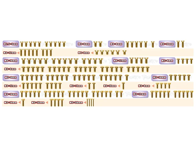 Gss-Gt4r.1   Gold Plated Steel Screw Set 164Pcs. ( For Wirc Gt4r.1 ) 1