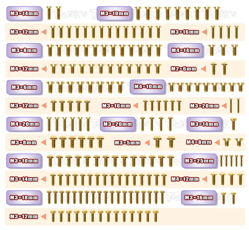 Gss-Gtx8'22	Gold Plated Steel Screw Set 184Pcs. ( For Xray Gtx8 2022 ) 1