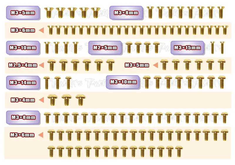 Gss-If14-2F 	Gold Plated Steel Screw Set  128Pcs. ( For  Infinity If14-2F ) 1