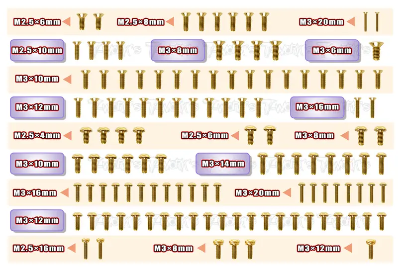 Gss-Ld2	Gold Plated Steel Screw Set  118Pcs. ( For Schumacher Cougar Ld2/Stock Spec ) 1