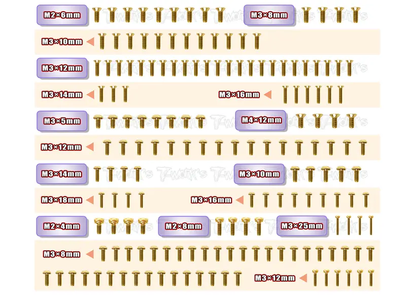 Gss-Mbx8r-T	Gold Plated Steel Upper & Tranmission Screw Set 165Pcs. ( For Mugen Mbx8r ) 1