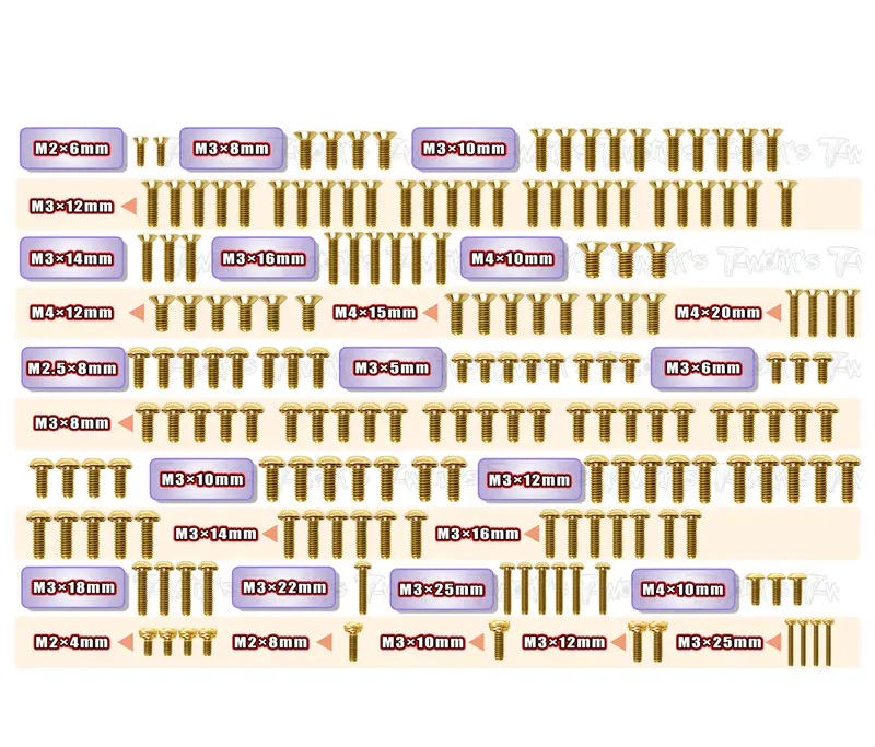 Gss-Mbx8reco	Gold Plated Steel Screw Set 181Pcs.( For Mugen Mbx8r Eco ) 1