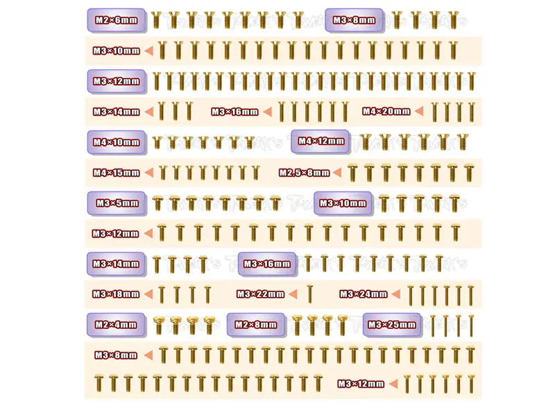 Gss-Mbx8r	Gold Plated Steel Screw Set 210Pcs. ( For Mugen Mbx8r ) 1