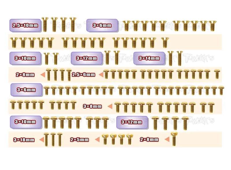 Gss-Md1.0  Gold Plated Steel Screw Set 122Pcs. ( For Yokomo Md1.0 ) 1