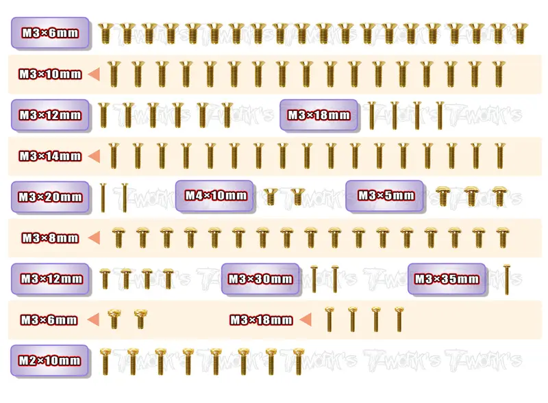 Gss-Mid	Gold Plated Steel Screw Set 109Pcs. ( For Kyosho Optima Mid ) 1