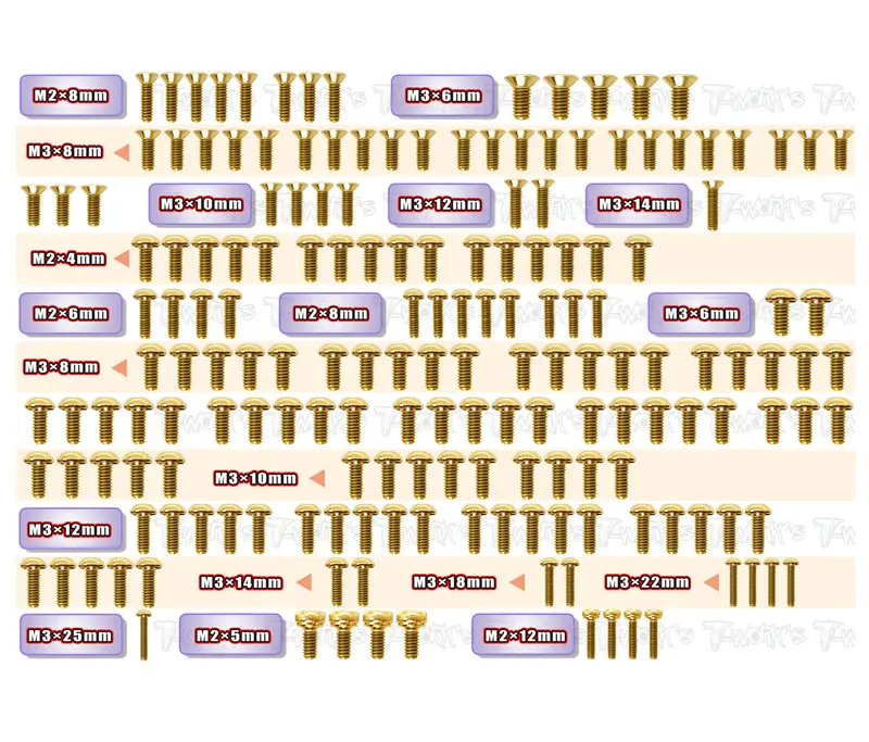 Gss-Mo2.0    Gold Plated Steel Screw Set 175Pcs.( For Yokomo Mo2.0 ) 1