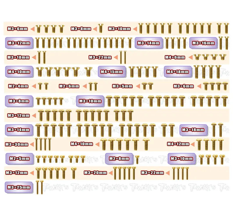 Gss-Mp11    Gold Plated Steel Screw Set 167Pcs. ( For Kyosho Mp11 ) 1
