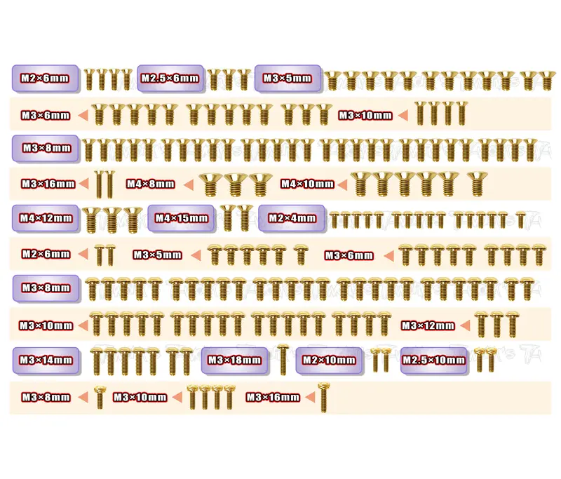 Gss-Mrx7	Gold Plated Steel Screw Set 181Pcs. ( For Mugen Mrx7 ) 1