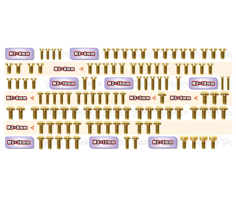 Gss-Ms1.0   Gold Plated Steel Screw Set 111Pcs.( For Yokomo Ms1.0 ) 1