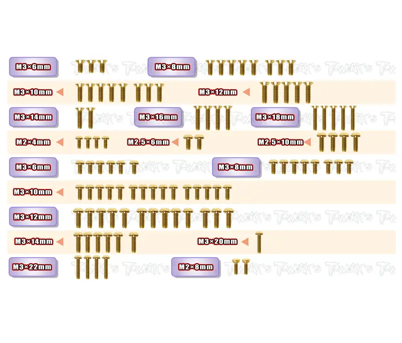 Gss-Msb1 Gold Plated Steel Screw Set 100Pcs.( For Mugen Msb1 ) 1