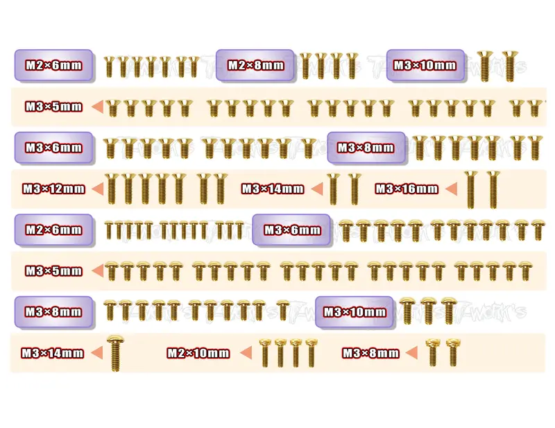 Gss-Mtc2r    Gold Plated Steel Screw Set 135Pcs. ( For Mugen Mtc2r ) 1
