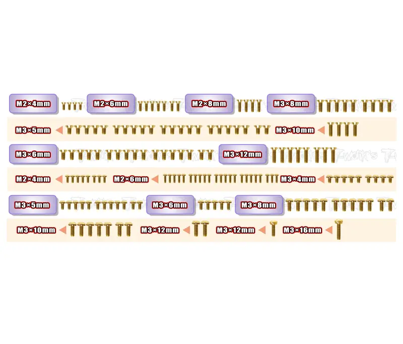 Gss-Mtc3 	 Gold Plated Steel Screw Set 155Pcs. ( For Mugen Mtc3 ) 1
