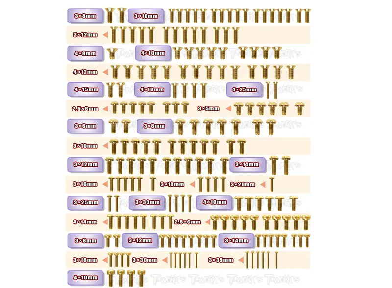 Gss-N1    Gold Plated Steel Screw Set 191Pcs. ( For Agama N1 ) 1