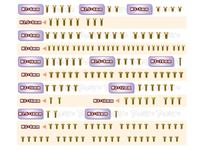 Gss-Nt1'23	Gold Plated Steel Screw Set 159Pcs. ( For Xray Nt1 2023 ) 1