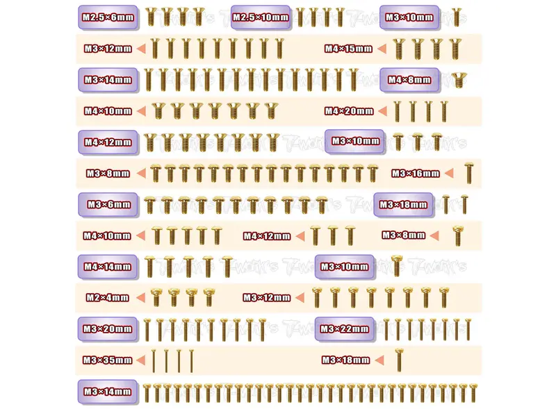 Gss-Nt482.0 Gold Plated Steel Screw Set 173Pcs. ( For Tekno Nt48 2.0 ) 1