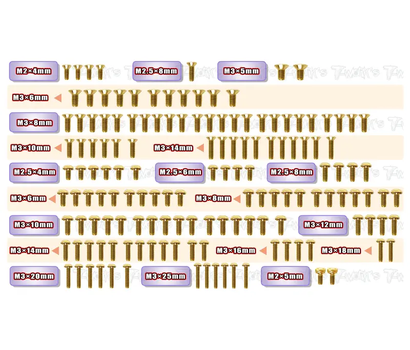 Gss-Prb10r    Gold Plated Steel Screw Set 147Pcs. ( For Pr B10r ) 1