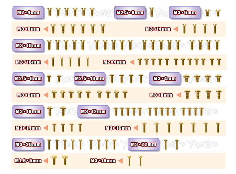 Gss-Rc10b6.4	 Gold Plated Steel Screw Set 120Pcs. ( For Team Associated Rc10 B6.4 ) 1