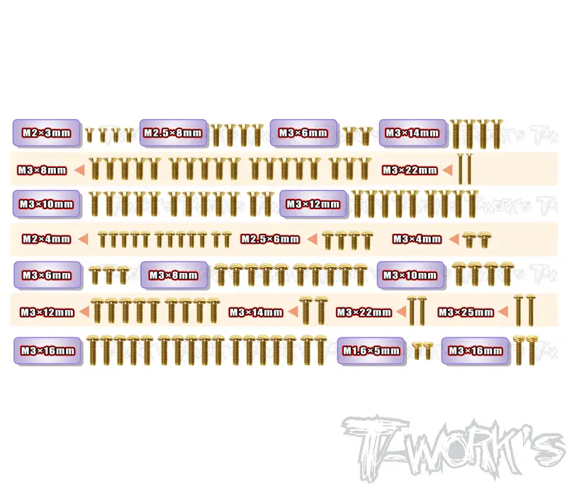 Gss-Rc10b7.1C	Gold Plated Steel Screw Set 126Pcs. ( For Team Associated Rc10 B7.1C ) 1