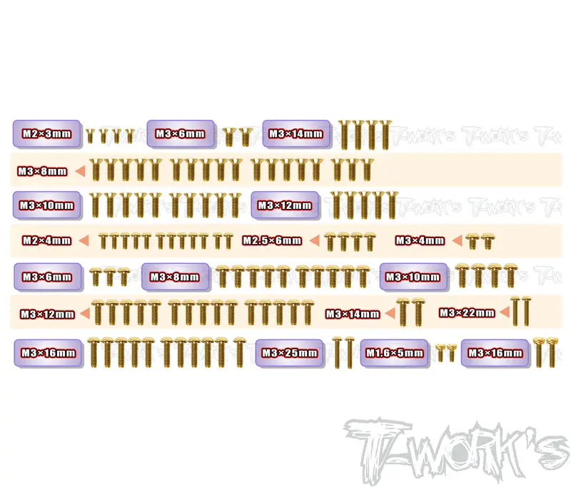 Gss-Rc10b7.1D	Gold Plated Steel Screw Set 126Pcs. ( For Team Associated Rc10 B7.1D ) 1