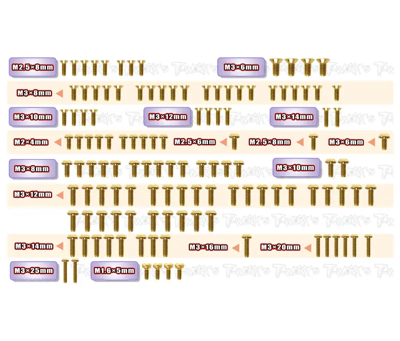 Gss-Rc10b84    Gold Plated Steel Screw Set 123Pcs. ( For Team Associated Rc10 B84/ B84d ) 1
