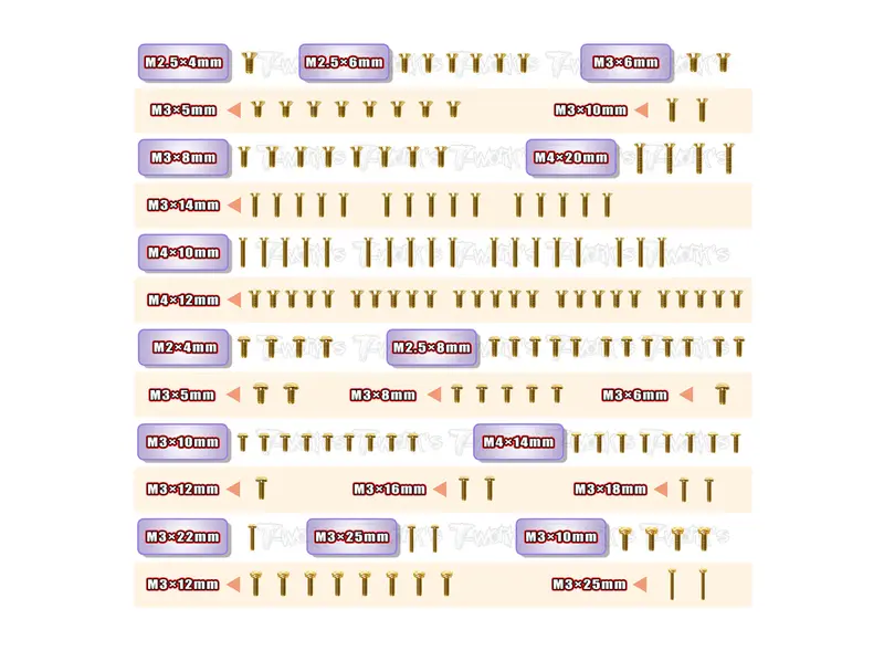 Gss-Rc8b4e	Gold Plated Steel Screw Set 152Pcs.( For Team Associated Rc8 B4e ) 1