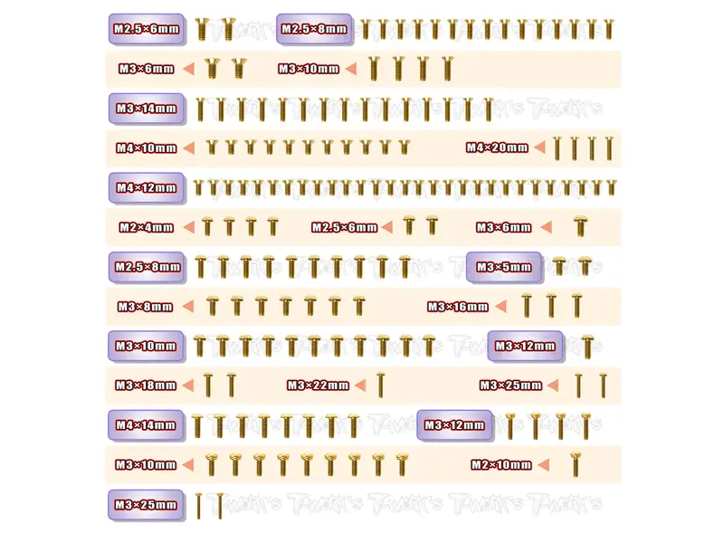 Gss-Rc8b4	Gold Plated Steel Screw Set 152Pcs. ( For Team Associated Rc8 B4 ) 1