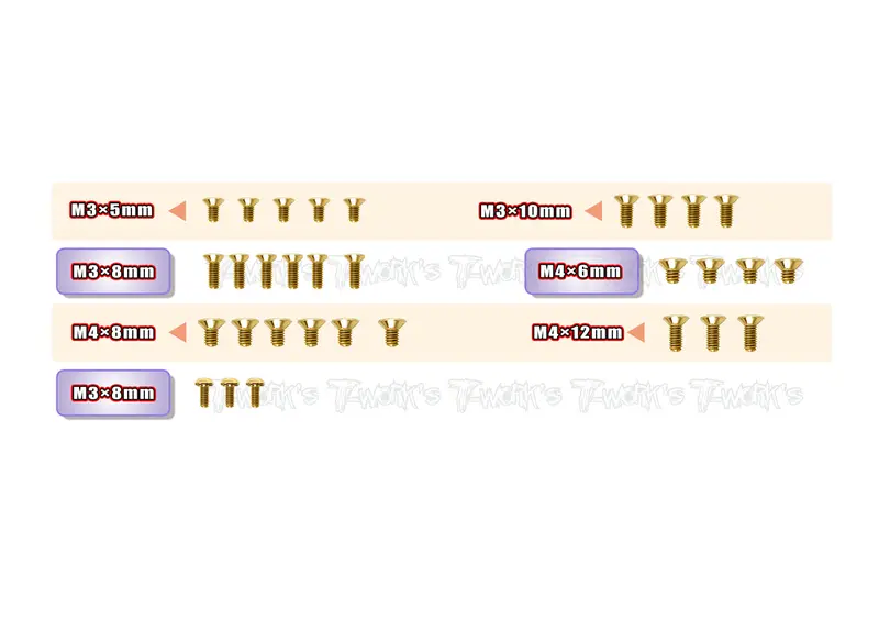 Gss-Rx8'23-B	 Gold Plated Steel Screw Set( Bottom ) 31Pcs. ( For Xray Rx8 2023 ) 1