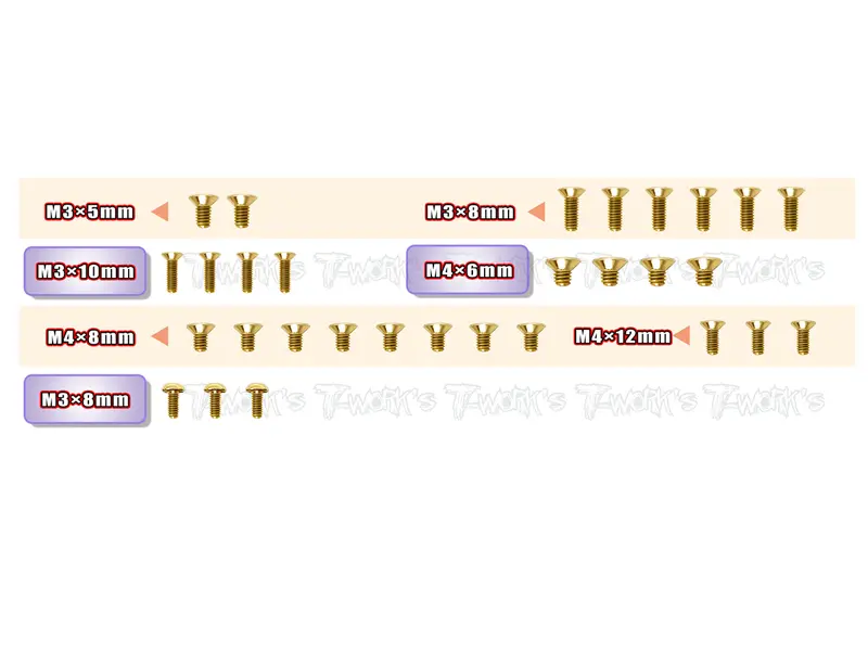 Gss-Rx8e'23-B   Gold Plated Steel Screw Set( Bottom ) 30Pcs. ( For Xray Rx8e 2023 ) 1