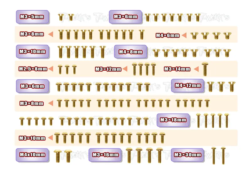 Gss-Rx8e'23	 Gold Plated Steel Screw Set 125Pcs. ( For Xray Rx8e 2023 ) 1