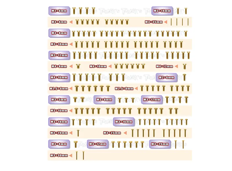 Gss-S35-T2       Gold Plated Steel Screw Set 174Pcs. ( For Sworkz S35-T2 ) 1