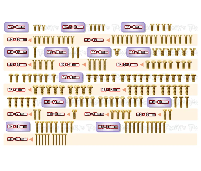 Gss-Sbx2   Gold Plated Steel Screw Set 165Pcs.( For Wirc Sbx2 ) 1