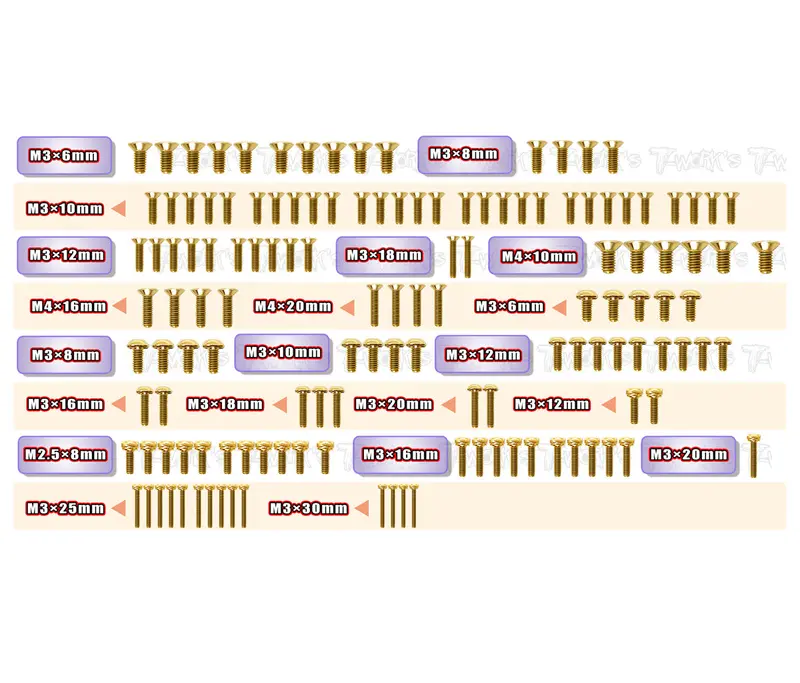 Gss-Sbx4e 	 Gold Plated Steel Screw Set 136Pcs. ( For Wirc Sbx4e  ) 1