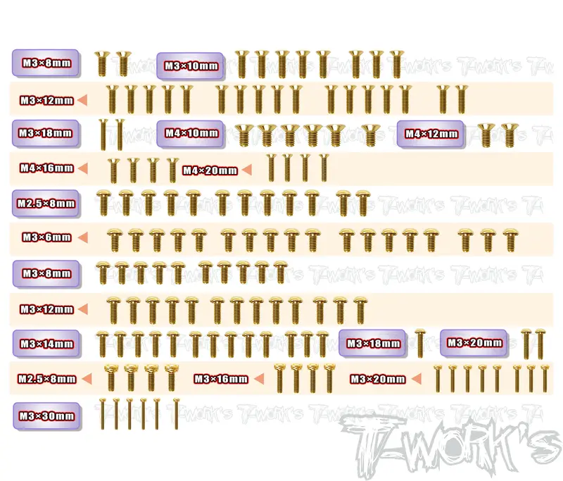 Gss-Sbxe-3	Gold Plated Steel Screw Set 136Pcs. ( For Wirc Sbxe-3  ) 1
