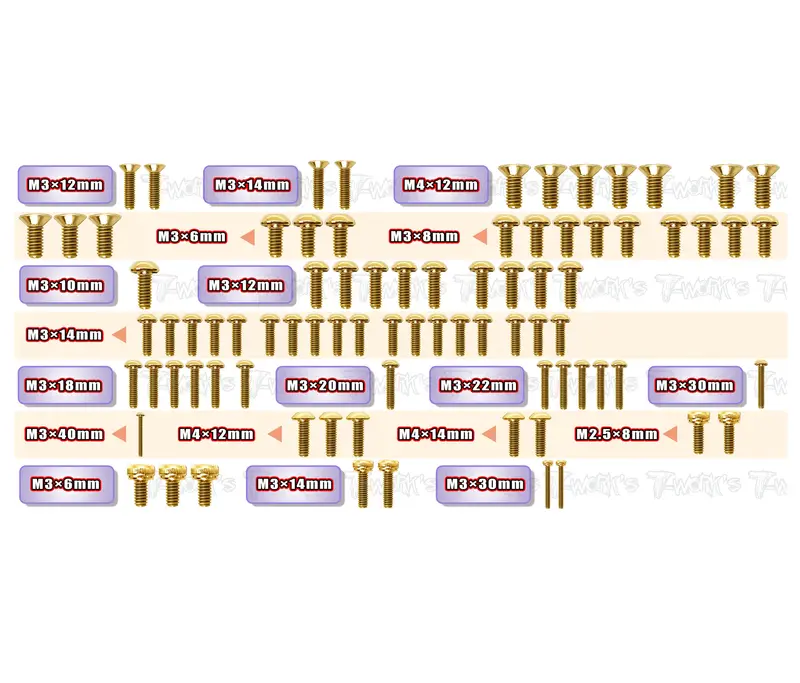 Gss-Slash2wd   Gold Plated Steel Screw Set 82Pcs.( For Trassas Slash 2Wd ) 1