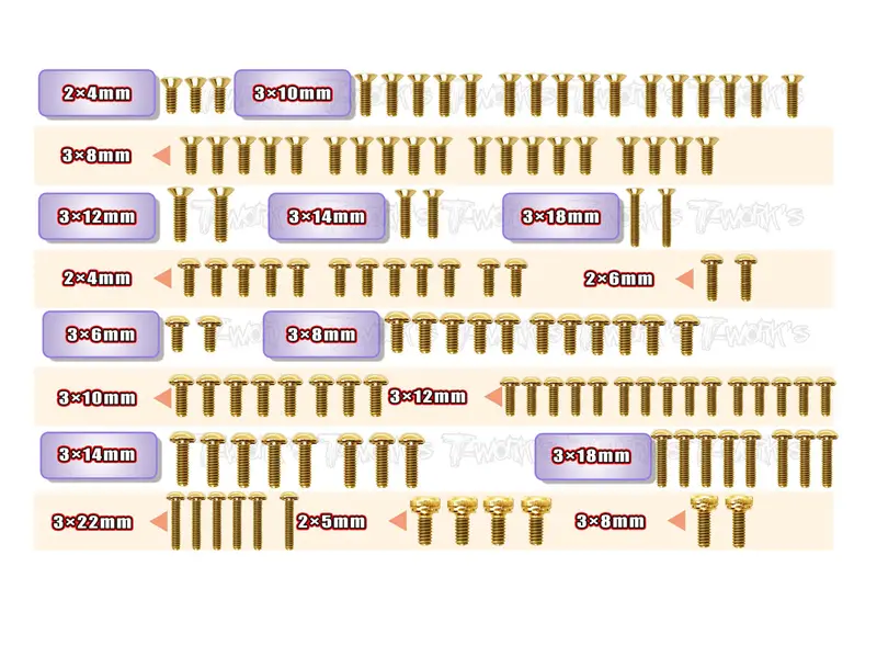 Gss-So1.0   Gold Plated Steel Screw Set 126Pcs. ( For Yokomo So1.0 ) 1