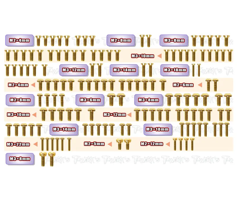 Gss-So2.0   Gold Plated Steel Screw Set 134Pcs.( For Yokomo So2.0 ) 1
