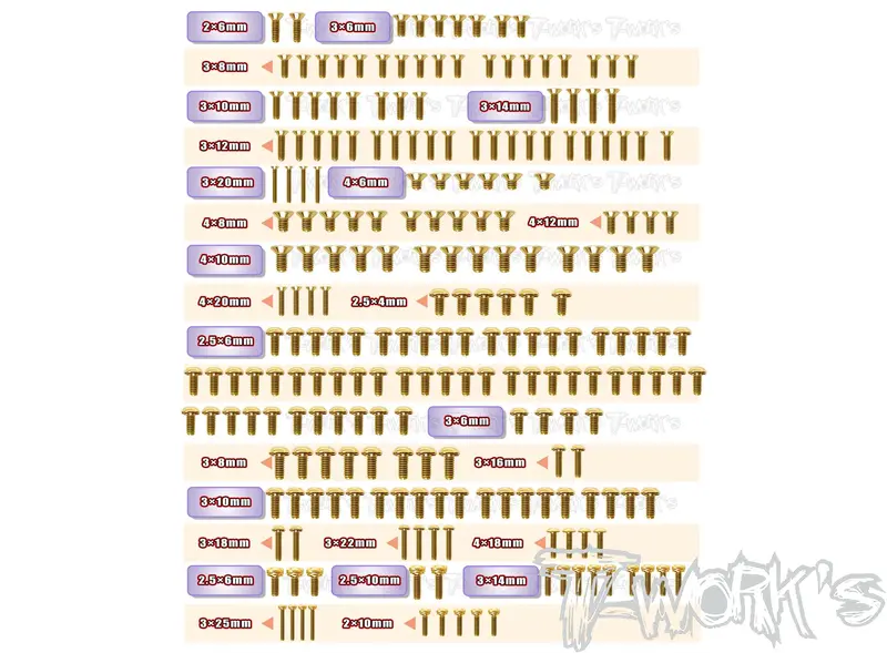 Gss-Srx8gt'23  Gold Plated Steel Screw Set 239Pcs. ( For Serpent Srx8 Gt 2023 ) 1
