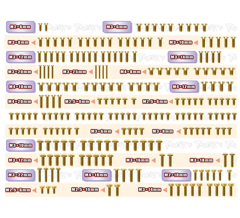 Gss-Srx8gtr	Gold Plated Steel Screw Set 223Pcs. ( For Serpent Srx8gt R ) 1