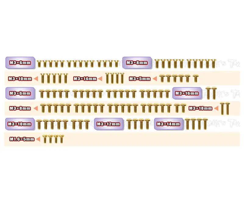Gss-Ta08r 	 Gold Plated Steel Screw Set 105Pcs. ( For Tamiya Ta08r ) 1