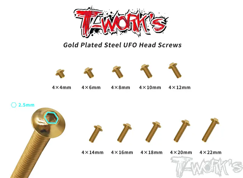 Gss-U M4  Gold Plated Hex. Socket Ufo Head Screw ( Class  12.9 ) 1